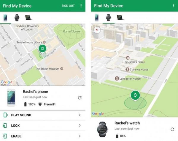 Как найти часы через Find My Device. Через Find My Device можно найти часы и другие устройства, где вы вошли в аккаунт Google. Фото.