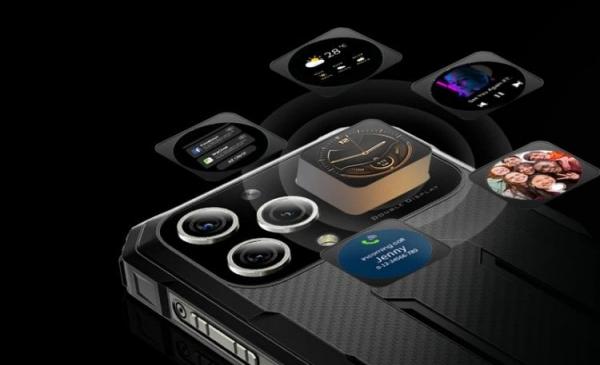 Смартфон с дополнительным экраном. Второй экран Blackview BL8000 поддается гибкой настройке. Смартфон с дополнительным экраном. Второй экран Blackview BL8000 поддается гибкой настройке. Фото.