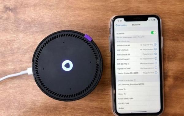 Подключение колонки к интернету. Без интернета умная колонка работает по Bluetooth в режиме ограниченной функциональности. Фото.