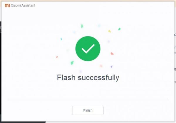 Как восстановить Xiaomi без потери данных. После успешной установки обновления в Mi Assistant вы увидите такое сообщение. Фото.