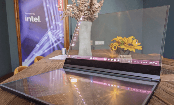 Прозрачный ноутбук Lenovo. Этот ноутбук скорее интересен, как концепт, чем в качестве готового продукта. Изображение: Android Authority. Фото.