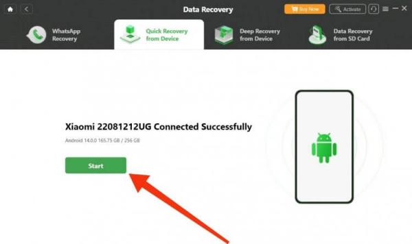 Как восстановить фото без резервного копирования на Android. Только после этого программа обнаружит ваш смартфон. Фото.