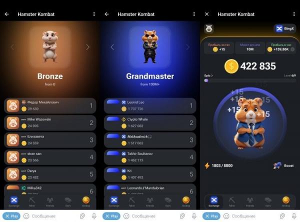 Как играть в Hamster Kombat. Чем выше уровень, тем больше монет принесет хомяк. Фото.