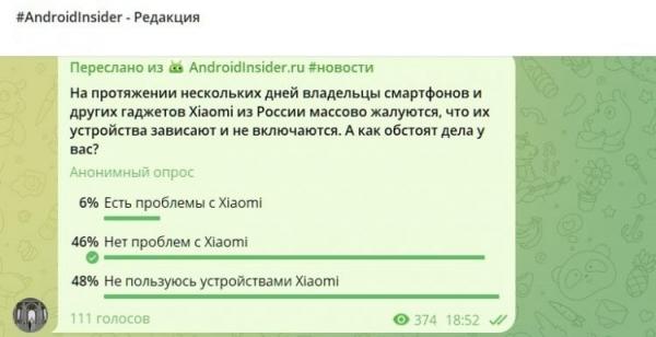Массовый сбой Xiaomi сегодня — что случилось. Судя по результатам опроса, проблему сложно назвать массовой. Фото.