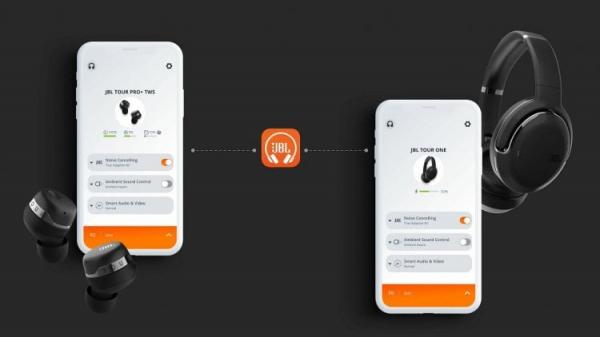 Приложение для наушников JBL. Набор доступных функций напрямую зависит от модели наушников JBL. Фото.