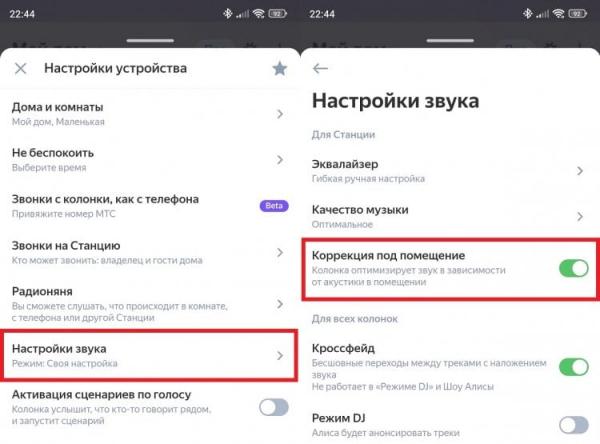Что такое Room Correction. Эта настройка есть не на всех колонках. Фото.