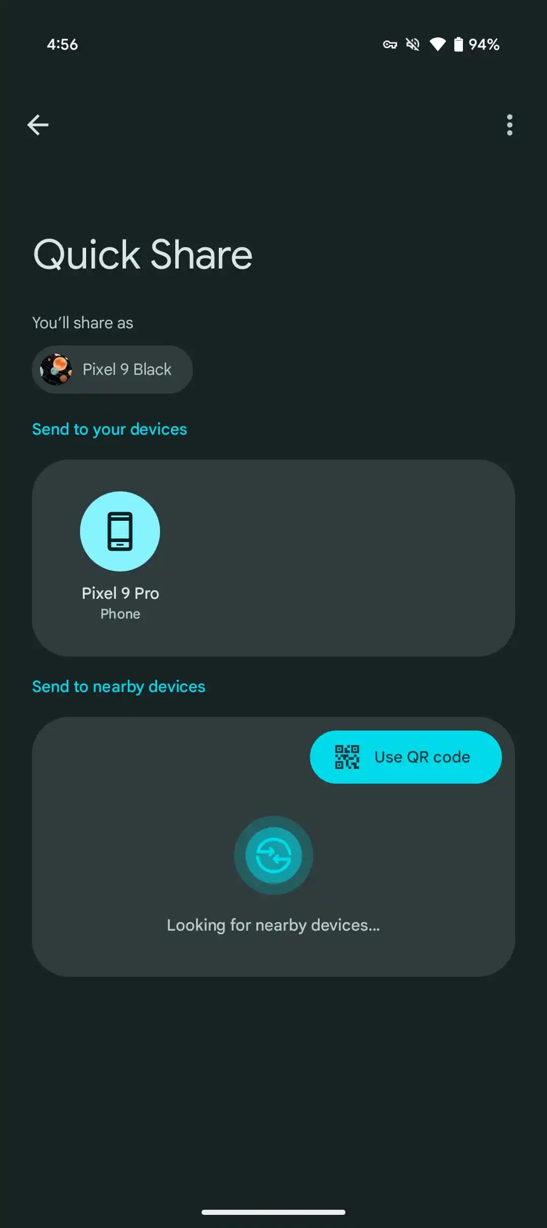 QR-код для обмена файлами в Quick Share