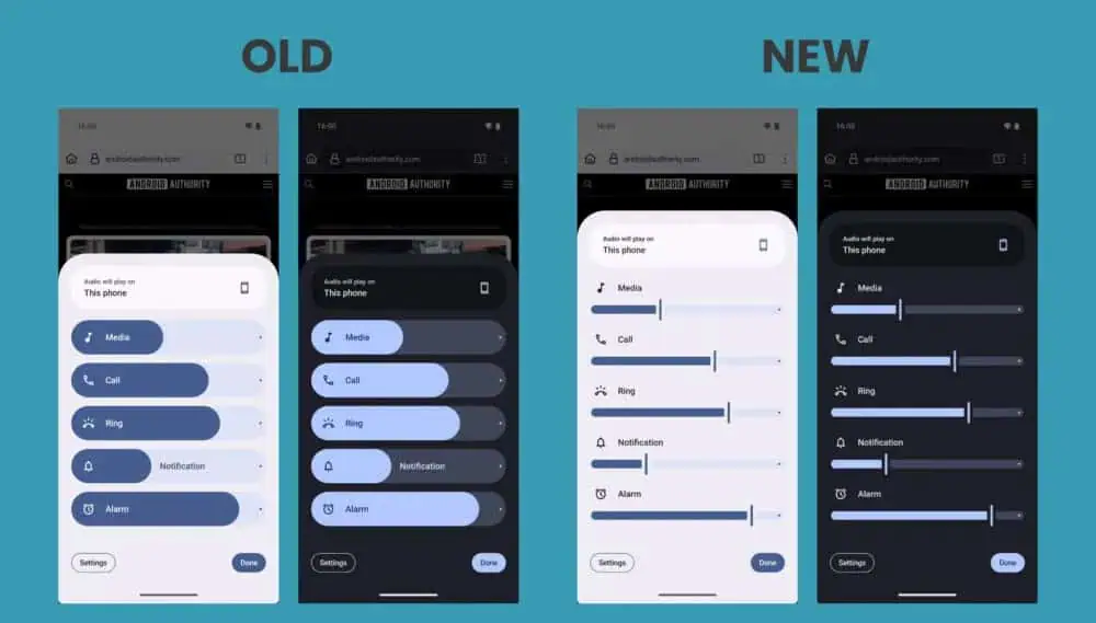 Новый минималистичный ползунок громкости Android 16