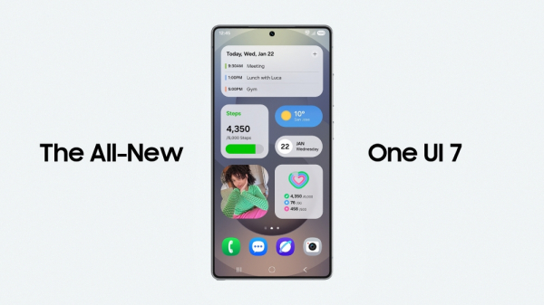 Графика, показывающая обновление One UI 7 для Samsung