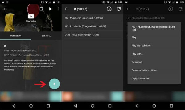 Интерфейс приложения Terrarium TV App. Фото.