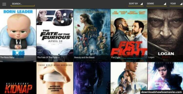Интерфейс приложения Showbox. Фото.