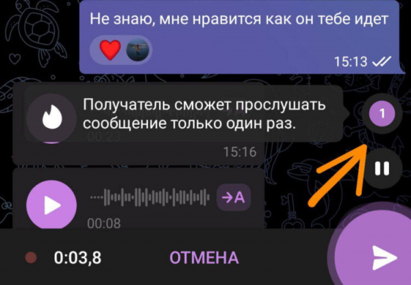 Аудио или кружочек с видео исчезнет по нажатию сразу после просмотра. Фото.