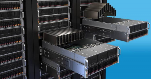Только в одном сервере может стоять с десяток модулей ОЗУ. Изображение: supermicro.com. Фото.