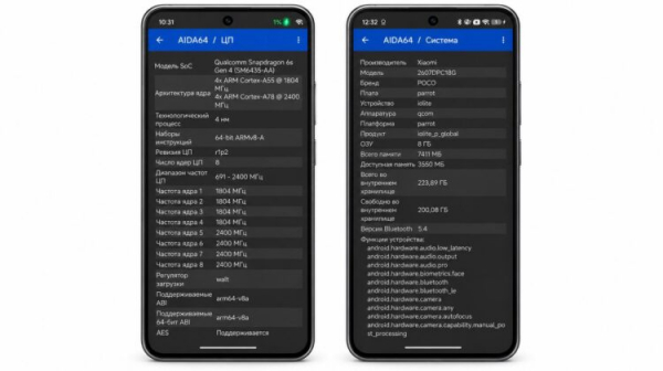 Железо POCO X8 в AIDA64