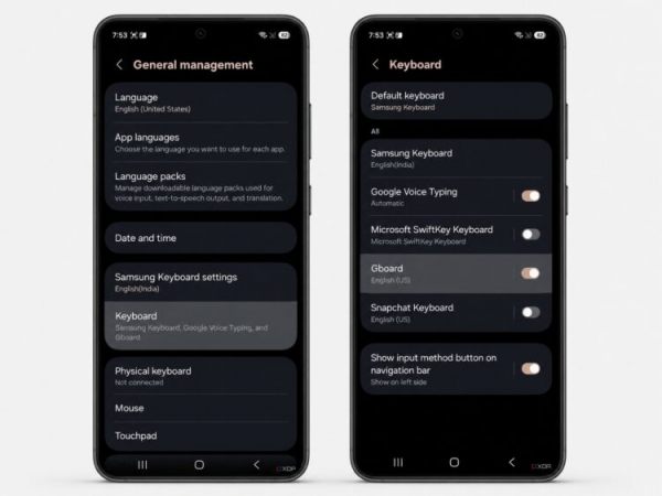 Я выбираю Gboard вместо клавиатуры Samsung. Фото.