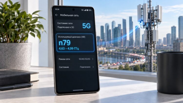 Приём сигнала 5G на смартфоне с диапазоном n79. Фото.