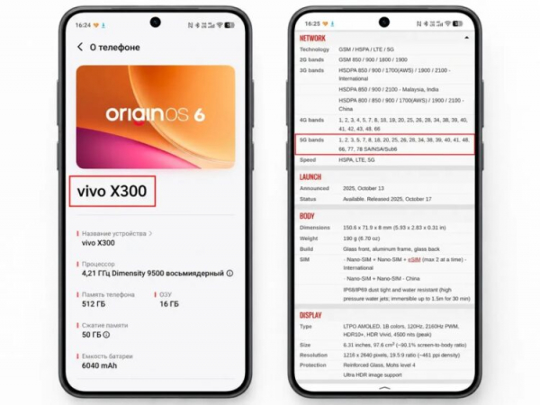 Проверка поддержки 5G через GSMArena