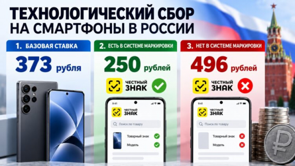Ставки технологического сбора на смартфоны в России