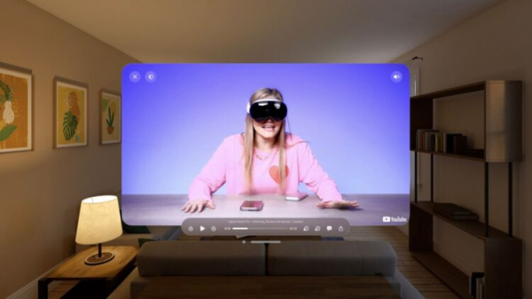 Приложение YouTube доступно на шлеме Vision Pro