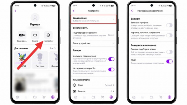 Гибкая настройка уведомлений в приложении Wildberries