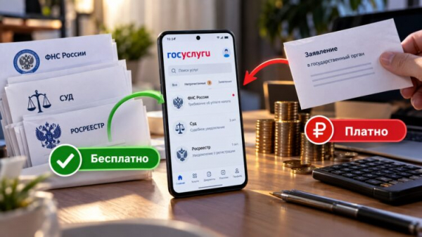 Визуализация платных и бесплатных писем на Госуслугах