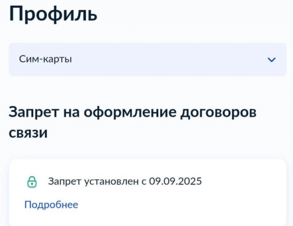 Проверить наличие запрета можно в этом же разделе