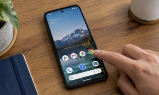 Человек запускает Google Chrome на Android