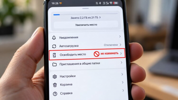 Функция освобождения места в Яндекс Диске