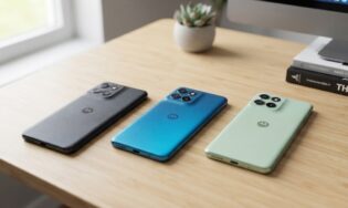 Смартфоны серии Moto G100 лежат на столе