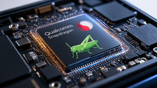 Процессор Snapdragon с изображением кузнечика