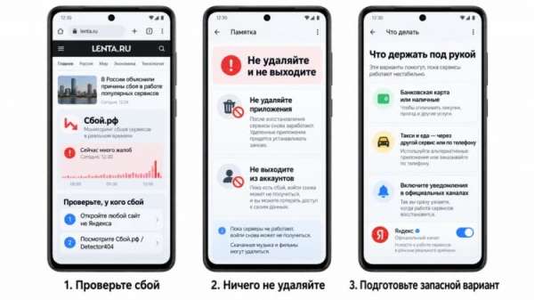 План действий на время сбоя в работе дата-центров Яндекса